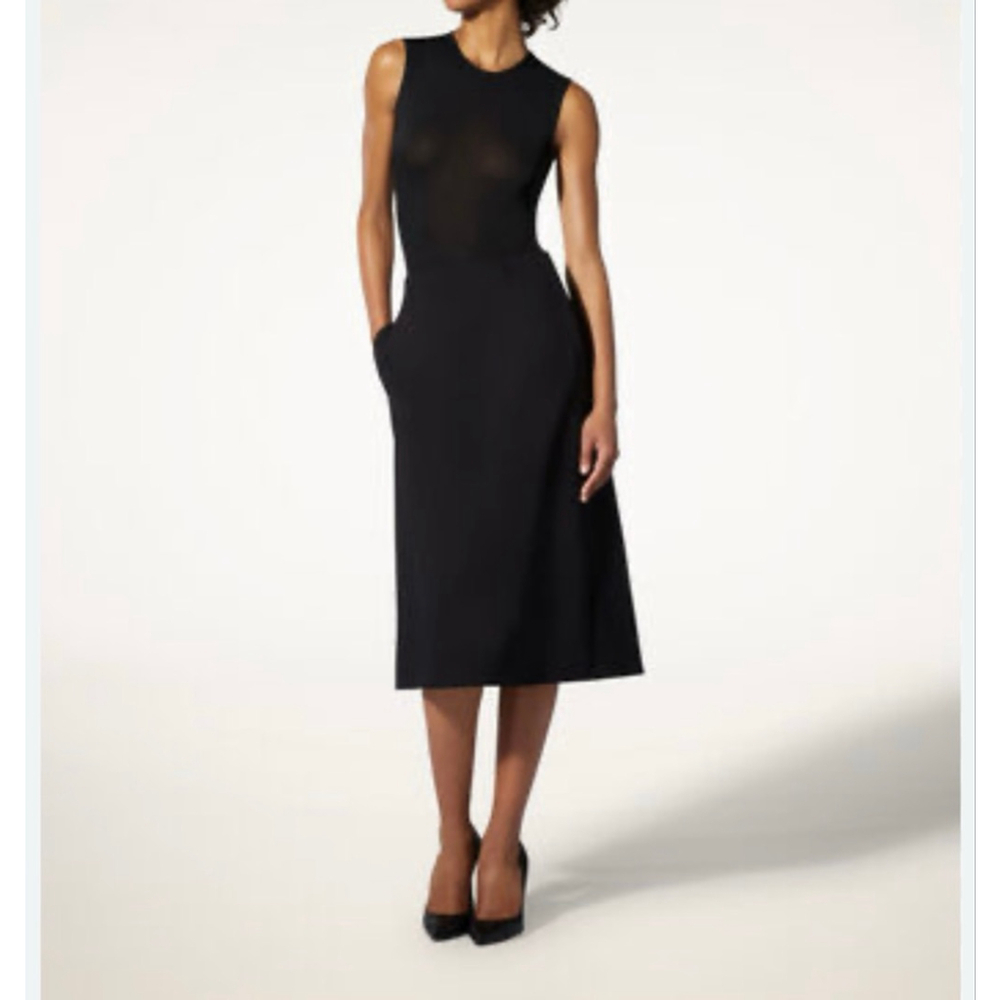 Women's Wolford Black Sleeveless Ruched Midi Dress XS
